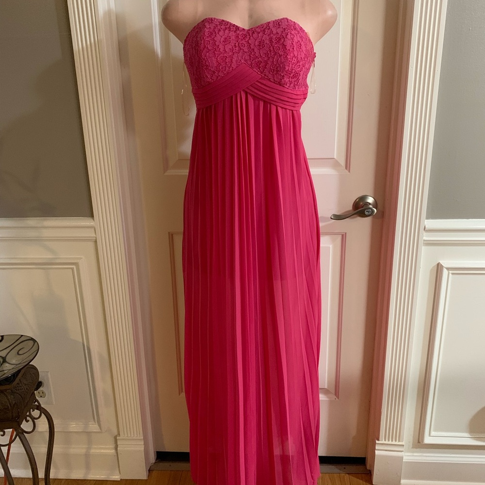 COPY - Women’s junior pink strapless pleated high- low maxi lace top dress size… - Picture 1 of 12
